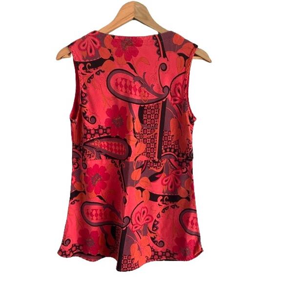 Tianelli Women’s Floral Paisley Pink Red Purple Surplus Sleeveless Top Sz‎ S - Picture 2 of 9